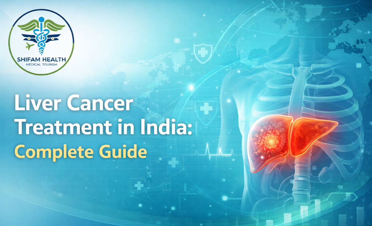 3D medical illustration of human liver highlighting tumor area for liver cancer treatment in India complete guide.