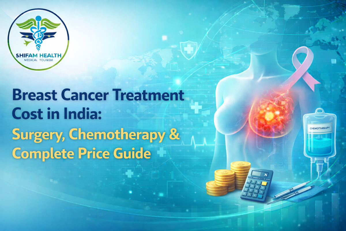 Medical infographic showing breast cancer treatment cost in India including surgery and chemotherapy price guide.