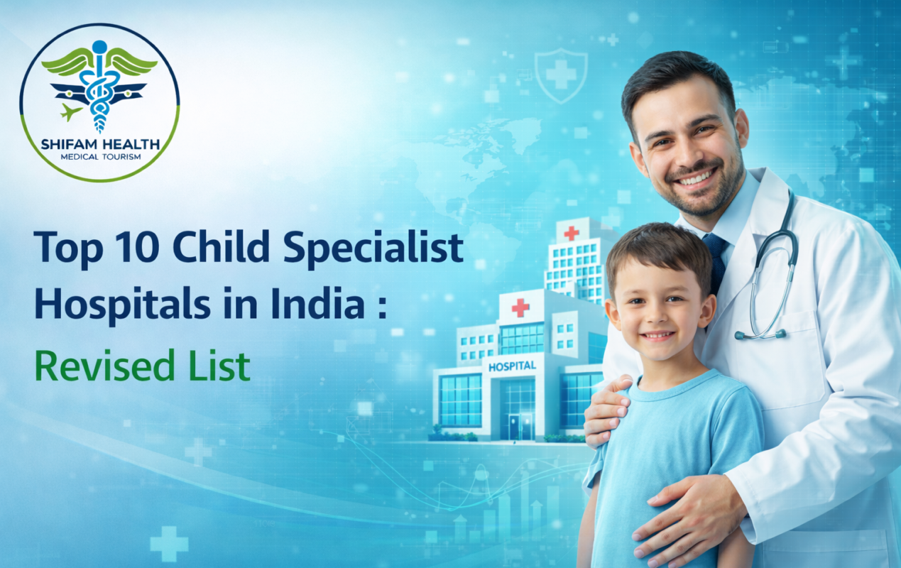 Doctor with child in front of hospital representing top 10 child specialist hospitals in India revised list.
